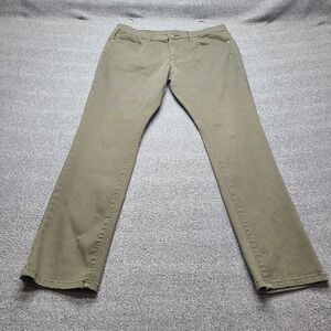 Fried Denim Slim Pants Mens 36x32 Olive Green Excellent Moto Ribbed Pockets